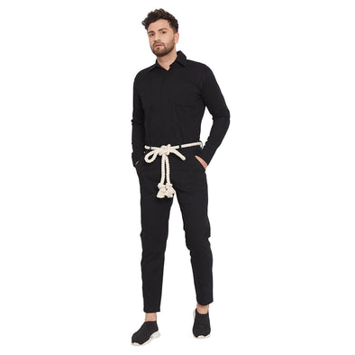 Black Twill Full Sleeves Jumpsuit