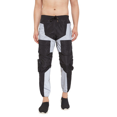 Black Nylon Reflective Cargo Light Weight Joggers