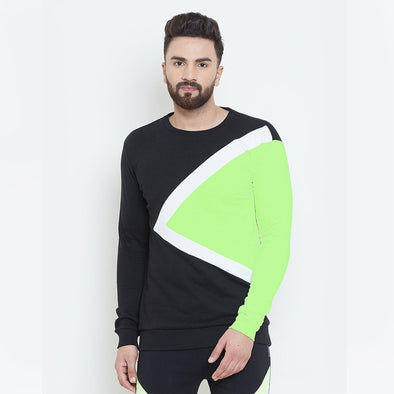 Black & Neon Cut & Sew Sweatshirt Sweatshirts - Fugazee