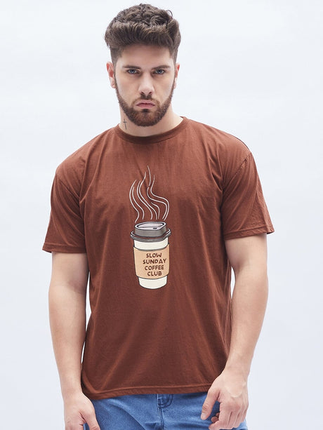 Brown Coffee Club Oversized T-Shirt T-shirts Fugazee 