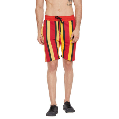 Tricolour Vertical Striped Shorts Shorts - Fugazee
