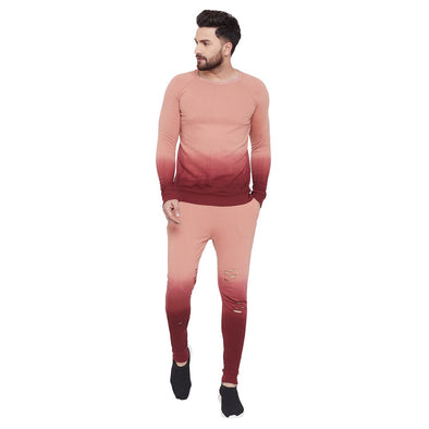 Dusty Rose Ombre Sweatshirt and Sweatpants Combo Jogsuit Suits - Fugazee