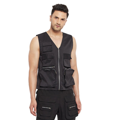 Black Tactical Zipped Gillet