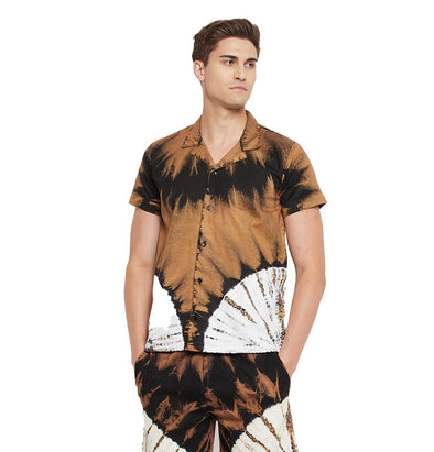 Brown Tie & Dye Cuban Shirt