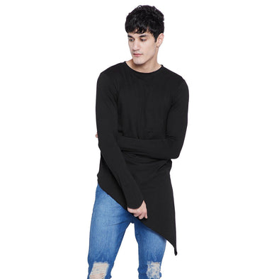 Black Triangular Hem Kurta T-Shirts - Fugazee