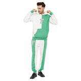 Green And White Cut-Sew Hoodie & Joggers Combo Tracksuit
