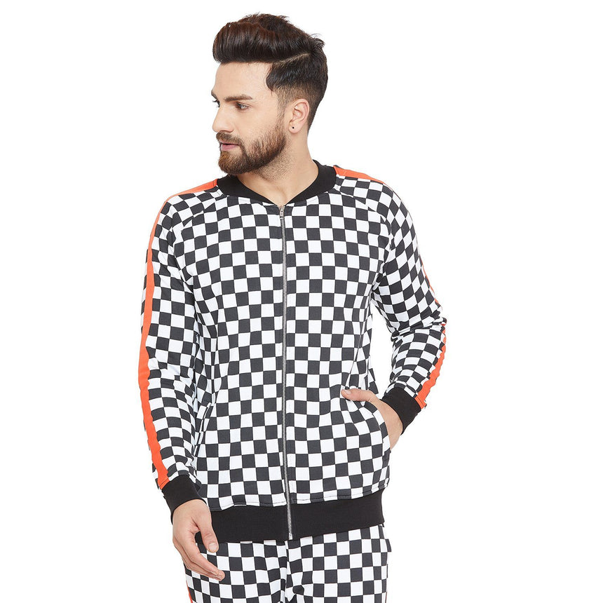 Checkered Print Taped Sweatshirt Sweatshirts - Fugazee
