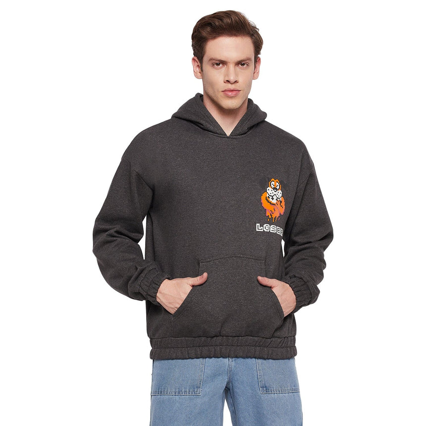 Charcoal Loser Graphic Hooded Sweatshirt Sweatshirts Fugazee 