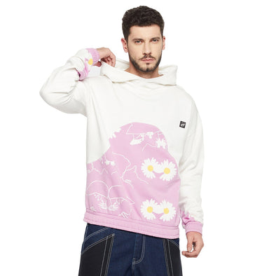 Floral Lilac Cut & Sew Oversized Hoodie