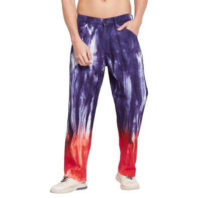 Blue & Red Ombre Dyed Cargo Pants