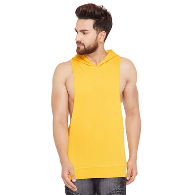 Yellow Hooded Stringer Vest Vest - Fugazee