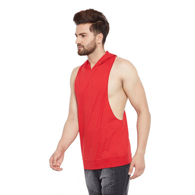 Red Hooded Stringer Vest Vest - Fugazee