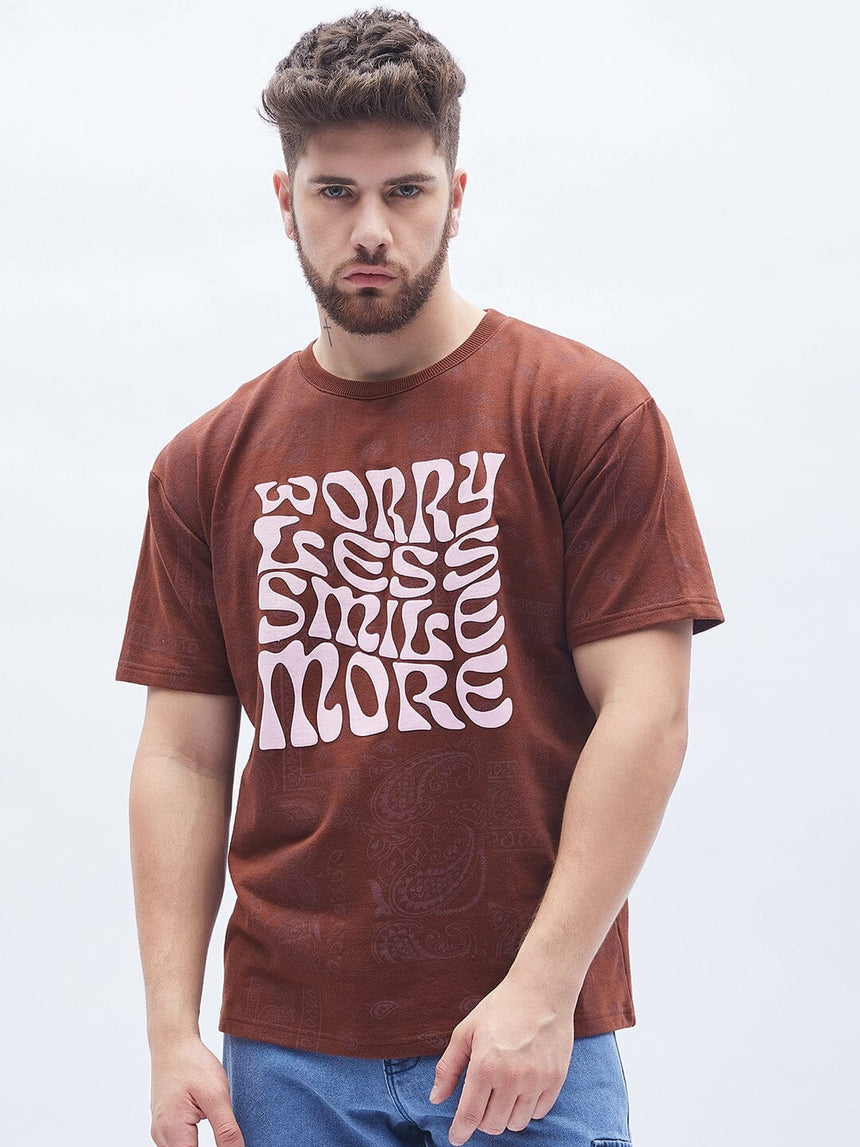 Brown Paisley Oversized T-Shirt
