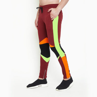 Wine and Orange Cut & Sew Trackpants