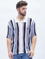 Lilac Striped Knitted Bowling Shirt Shirts Fugazee 