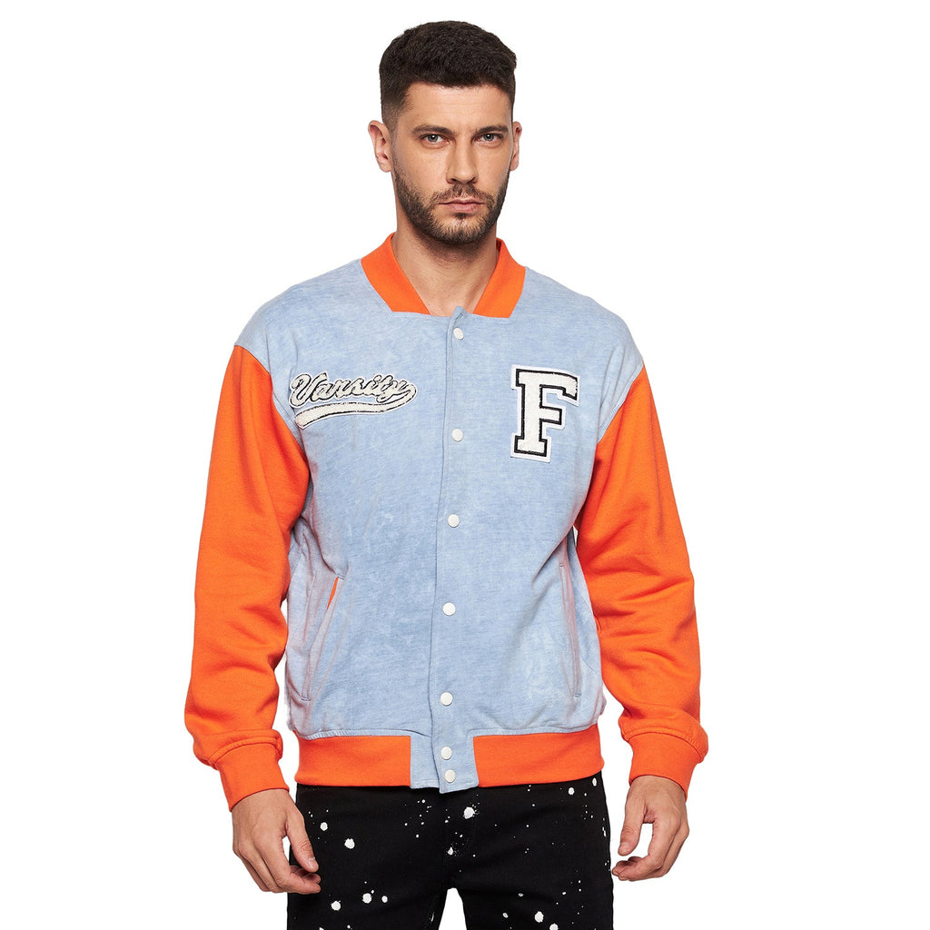 Indigo Orange Varsity Jacket | Buy Men Jacket | Fugazee – FUGAZEE