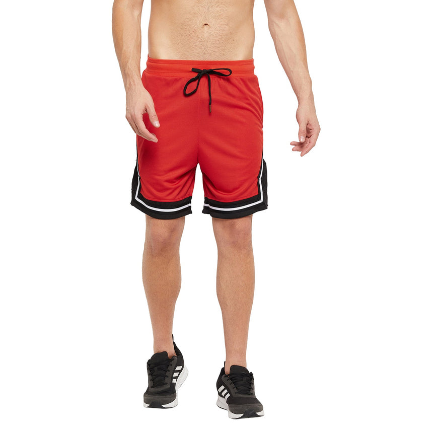 Red Patched Basketball Shorts Shorts Fugazee 