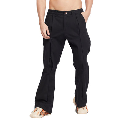 Black Pleated Flared Trousers