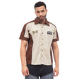 Beige & Brown Moto Shirt Shirts Fugazee 