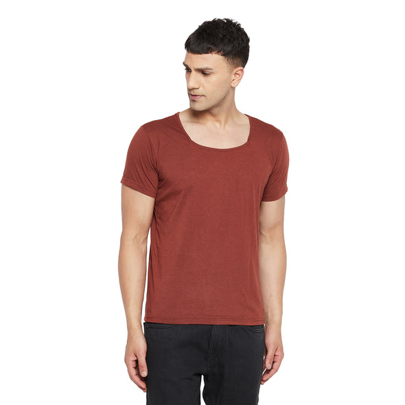 Brown Deep Square Neck Tshirt