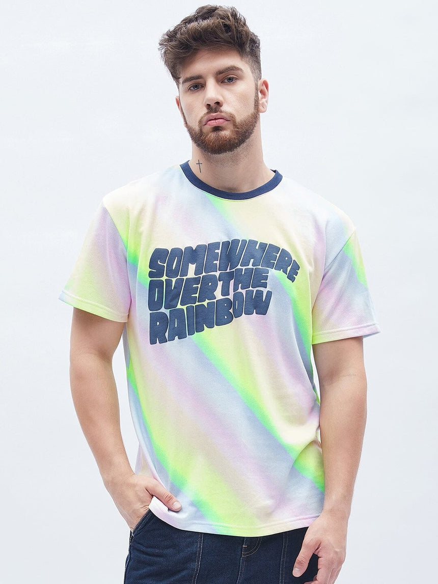 Rainbow Tie Dye Oversized Graphic T-Shirt T-shirts Fugazee 