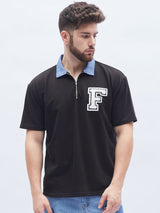 Black Polo Neck Oversized Tshirt T-shirts Fugazee 