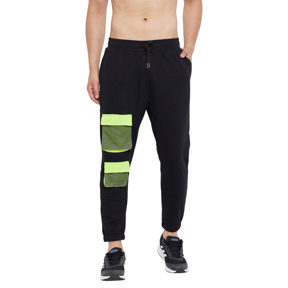 Black Oversized Contrast Neon Pocket Sweatpants