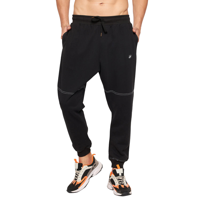 Black Oversized Contrast Stitch Trackpants Trackpants Fugazee 