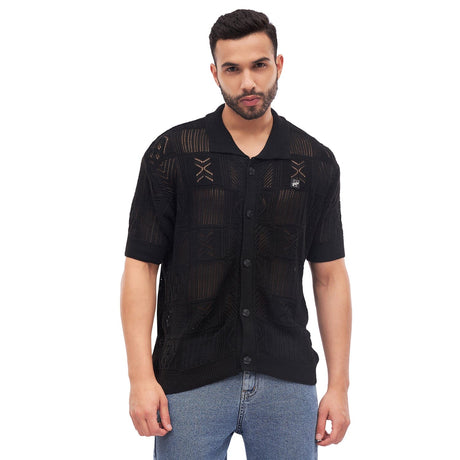 Black Crochet Knitted Shirt Shirts Fugazee 