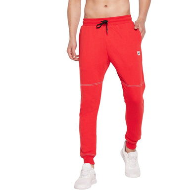 Red Contrast Stich Relaxed Fit Trackpants