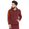 Wine Contrast Taped Hooded Sweatshirt Sweatshirts - Fugazee