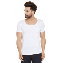 White Deep Scoop Neck Tee T-Shirts - Fugazee