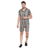 Snake Skin Printed Cuban Shirt and Shorts Combo Set