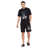 Black Oversized Isolation Printed Tshirt And Shorts Clothing Set
