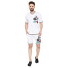 White Mesh Tattooed Taped Tshirt and Shorts Combo Suit