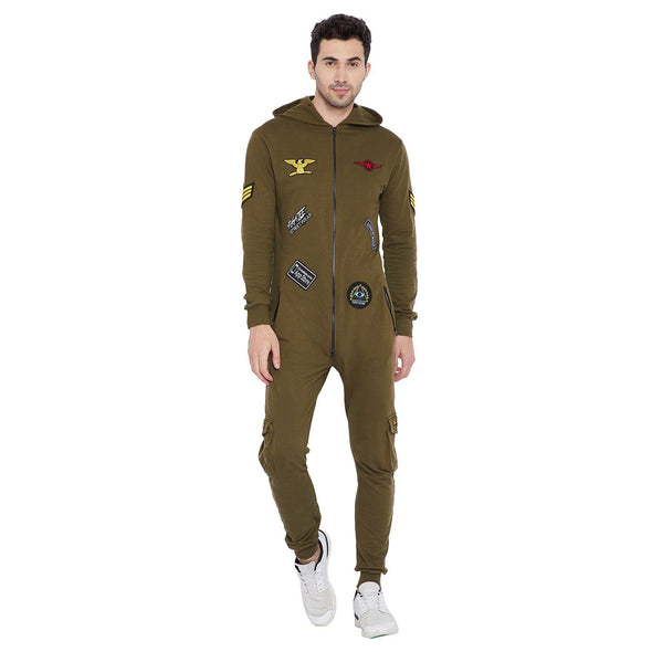 Army Patched Onesie Jumpsuit - Fugazee