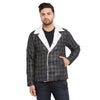 Charcoal Checkered Faux Fur Coat