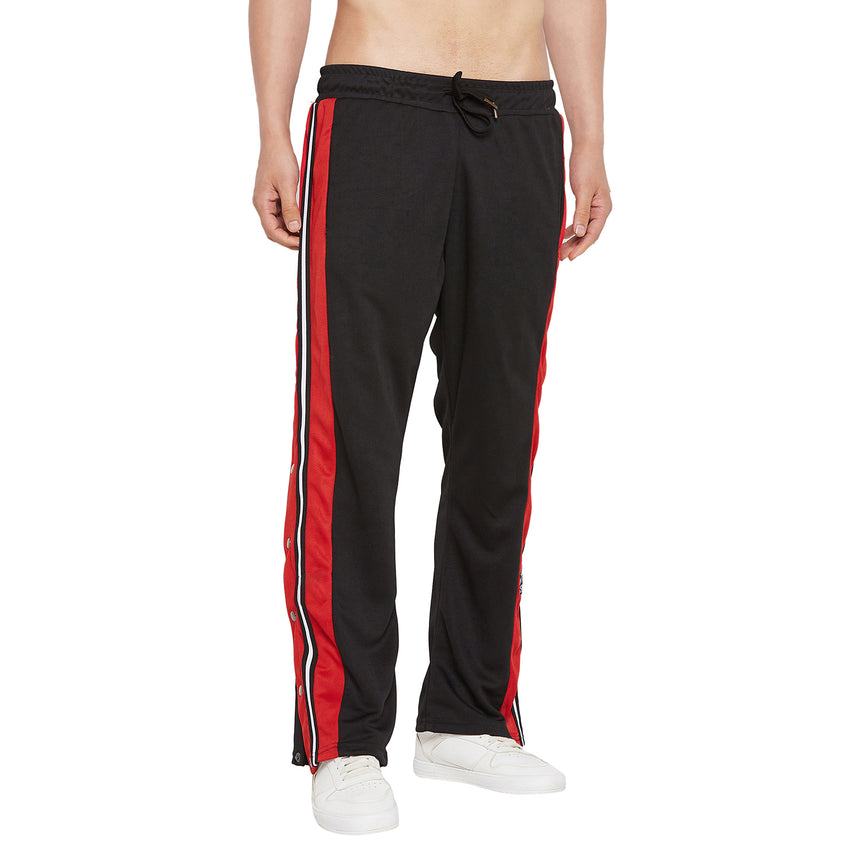 Black Mesh Flared Snap button Trackpants Trackpants Fugazee 