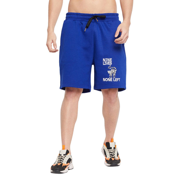 Royal Blue Cat Graphic Shorts