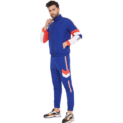 Blue Nylon Cut and Sew Taped Light weight Tracksuit