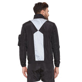 Black Nylon Reflective Wind Breaker Jacket Jackets Fugazee 