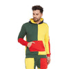 Rasta Colour Blocked Cut and Sew Hooded Sweatshirt