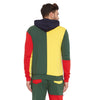 Rasta Colour Blocked Cut and Sew Hooded Sweatshirt