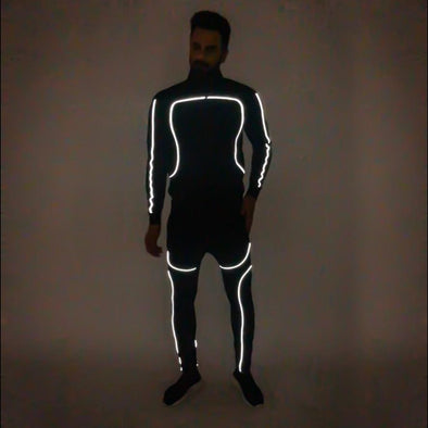 Black Scuba Reflective Sweatshirt and Sweatpants Combo Jogsuit Suits - Fugazee