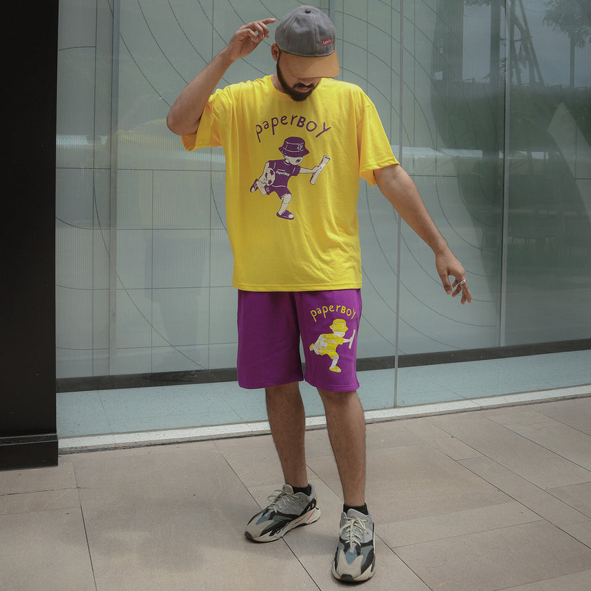 Paperboy Graphic Oversized Tshirt and Shorts Clothing Set