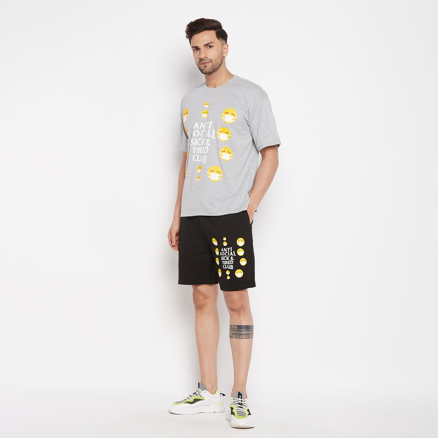 Anti Social Sick and Tired Club Tshirt Shorts Clothing Set