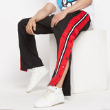 Black Mesh Flared Snap button Trackpants Trackpants Fugazee 