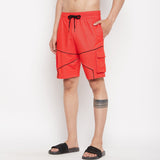 Red Piping Cargo Shorts