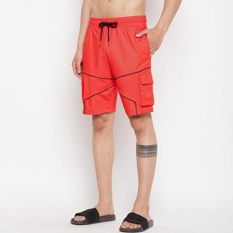 Red Piping Cargo Shorts Shorts Fugazee 