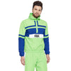 Lime Green Color blocked Hooded Jacket